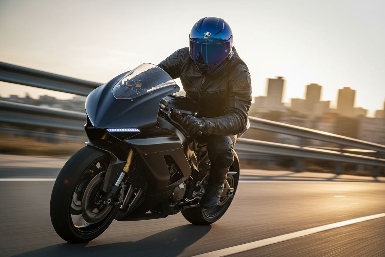 a biker with a cool helmet